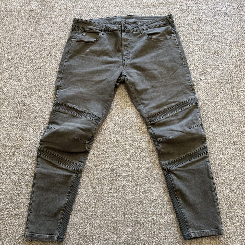 G-Star RAW Jeans Mens 38x32 Gray Motac 3D Slim Biker Moto Stretch Denim